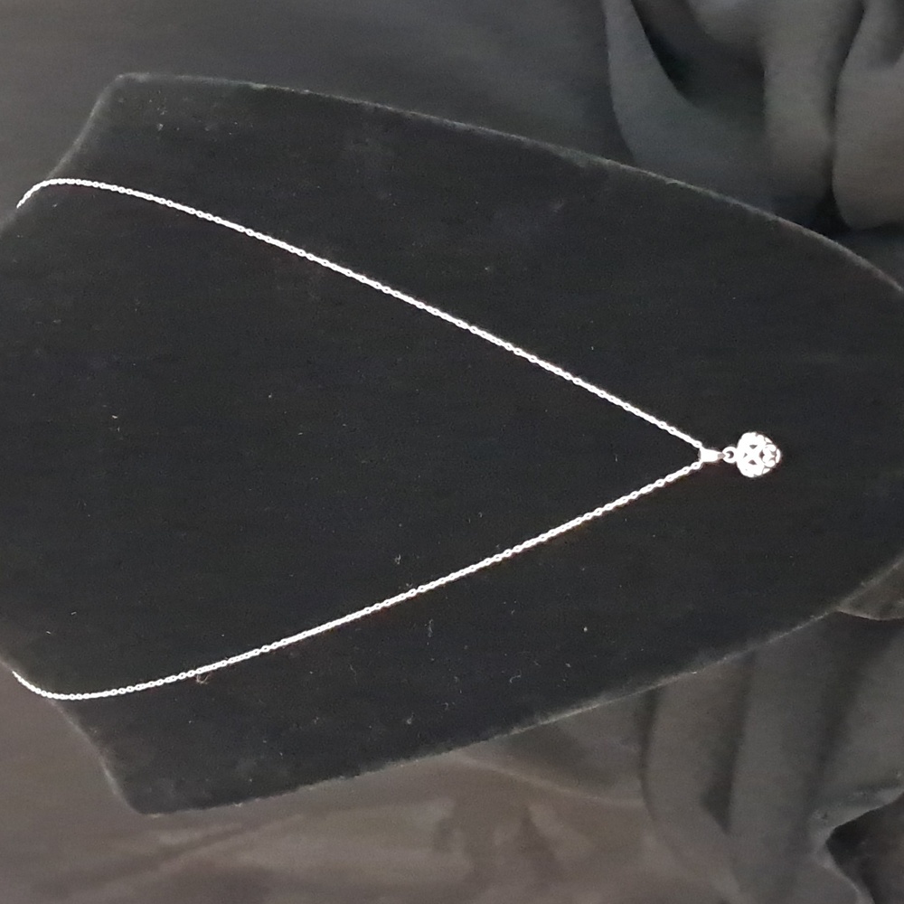 Sterling Silver Curly Heart Necklace 17‎ Inches adjustable